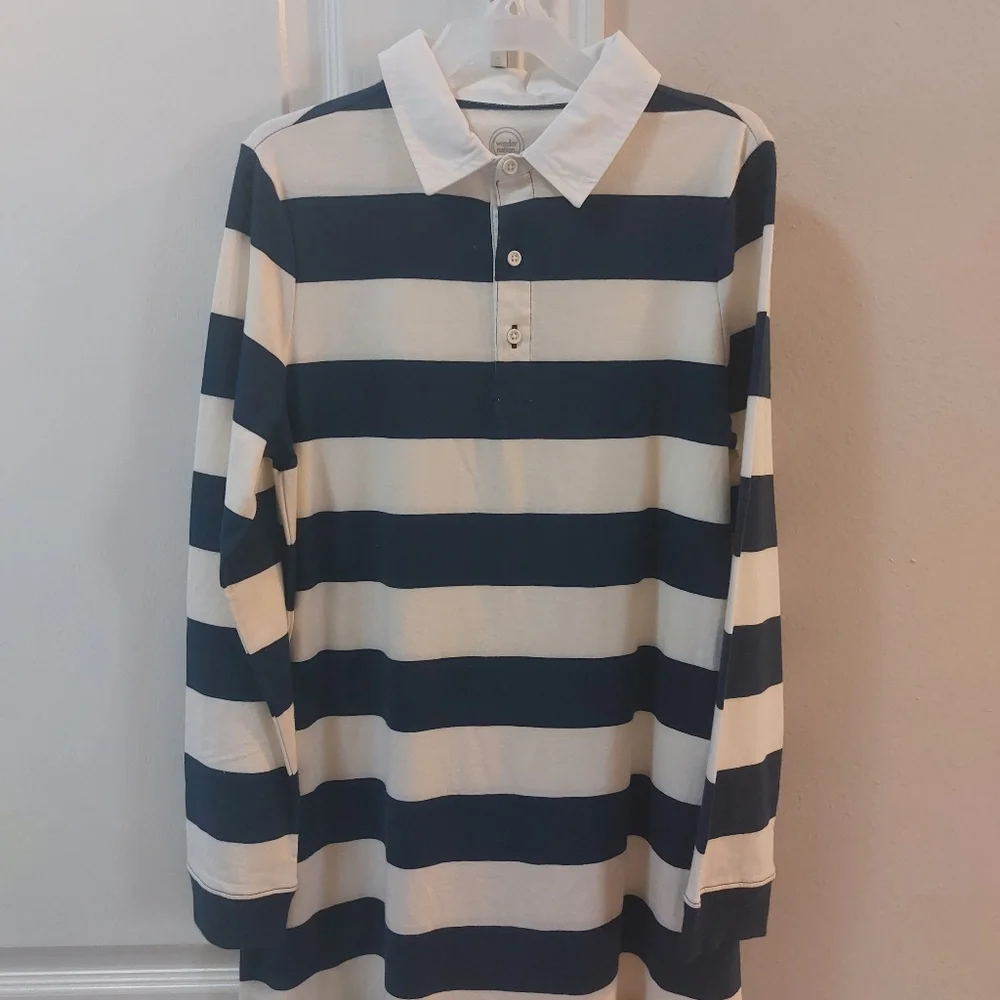 Wonder Nation Girls Navy Blue and White Striped Longsleeve Size XL 14/16 - Picture 7 of 13